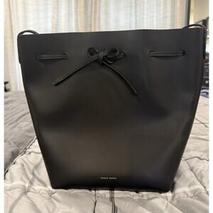 Mansur Gavriel Large Bucket Bag Black Exterior Pink Interior Genuine Leather